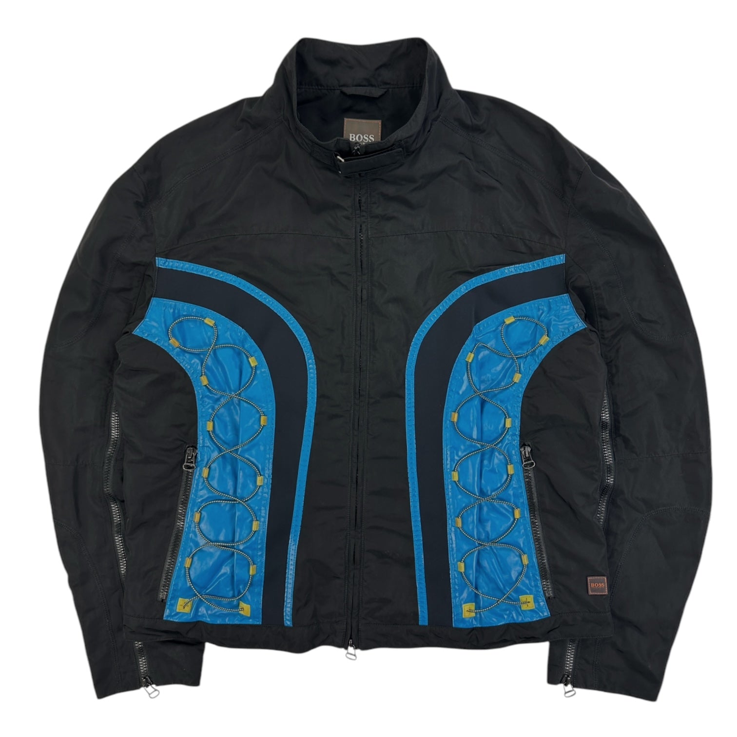 ジャケット・アウター archive hogo boss technical nylon jacket 2005 Hugo Boss Technical Drawcord Moto Jacket – insidetag