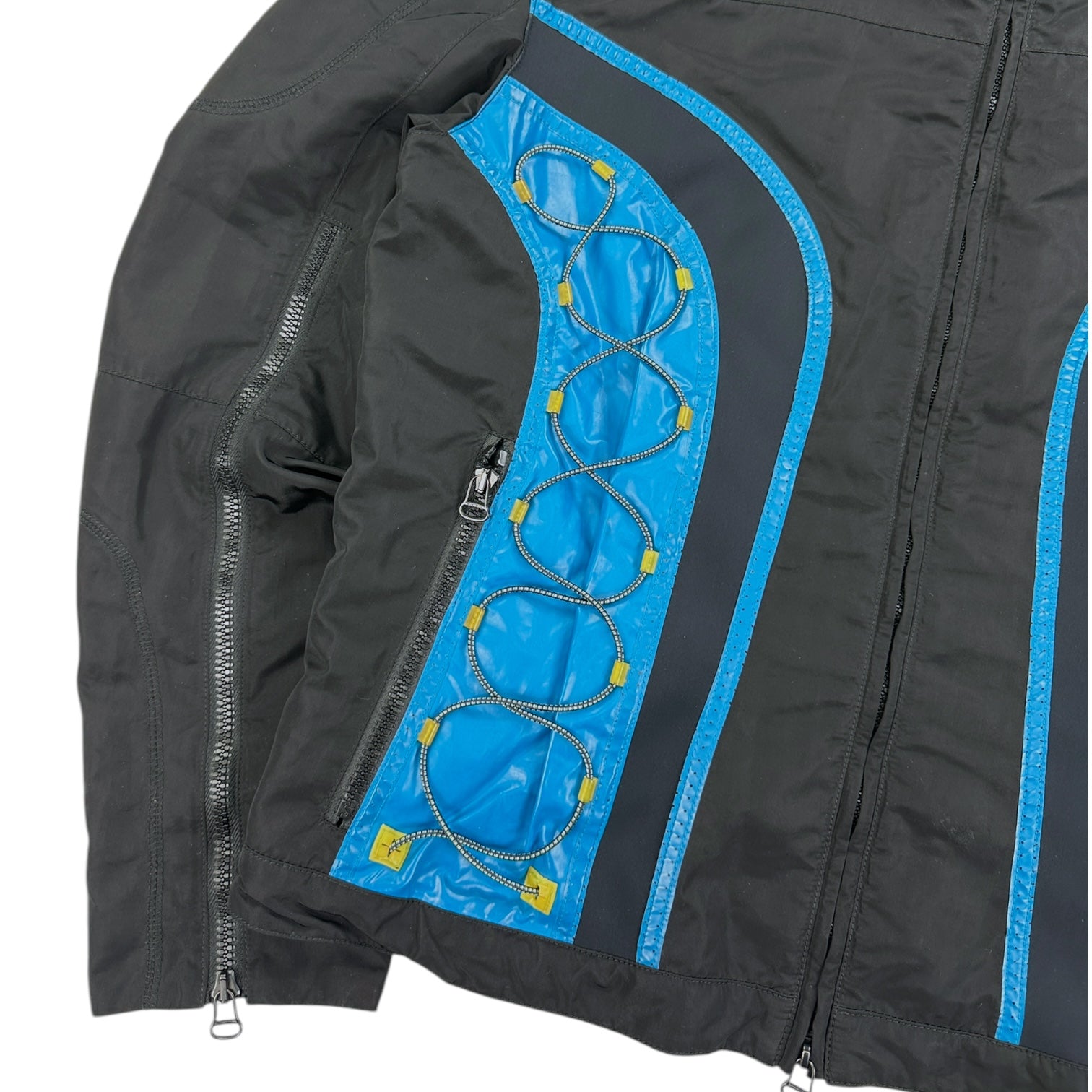 ジャケット・アウター archive hogo boss technical nylon jacket 2005 Hugo Boss Technical Drawcord Moto Jacket – insidetag