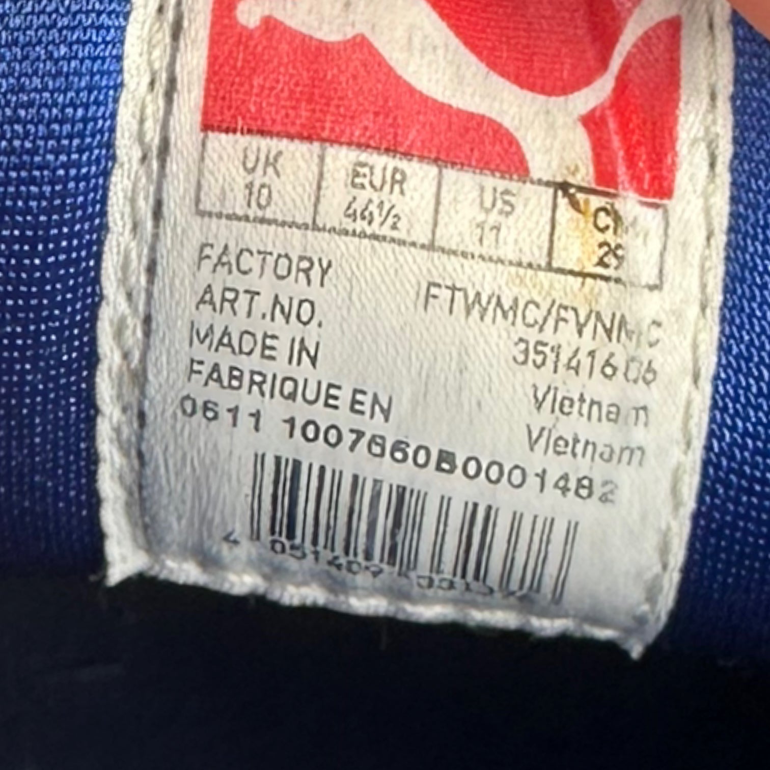 Puma anti counterfeit label sale