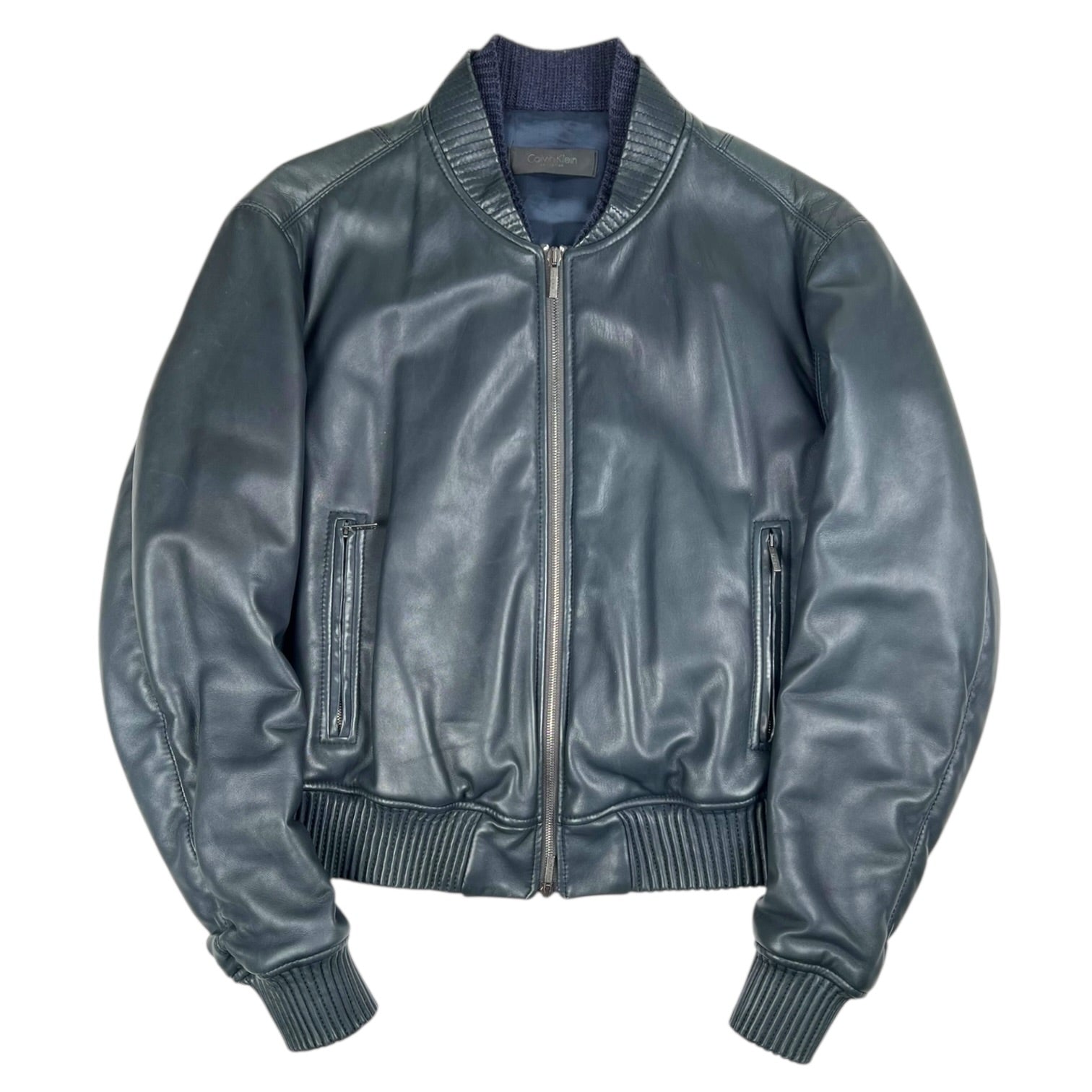 2000 Calvin Klein Collection Leather Bomber Jacket