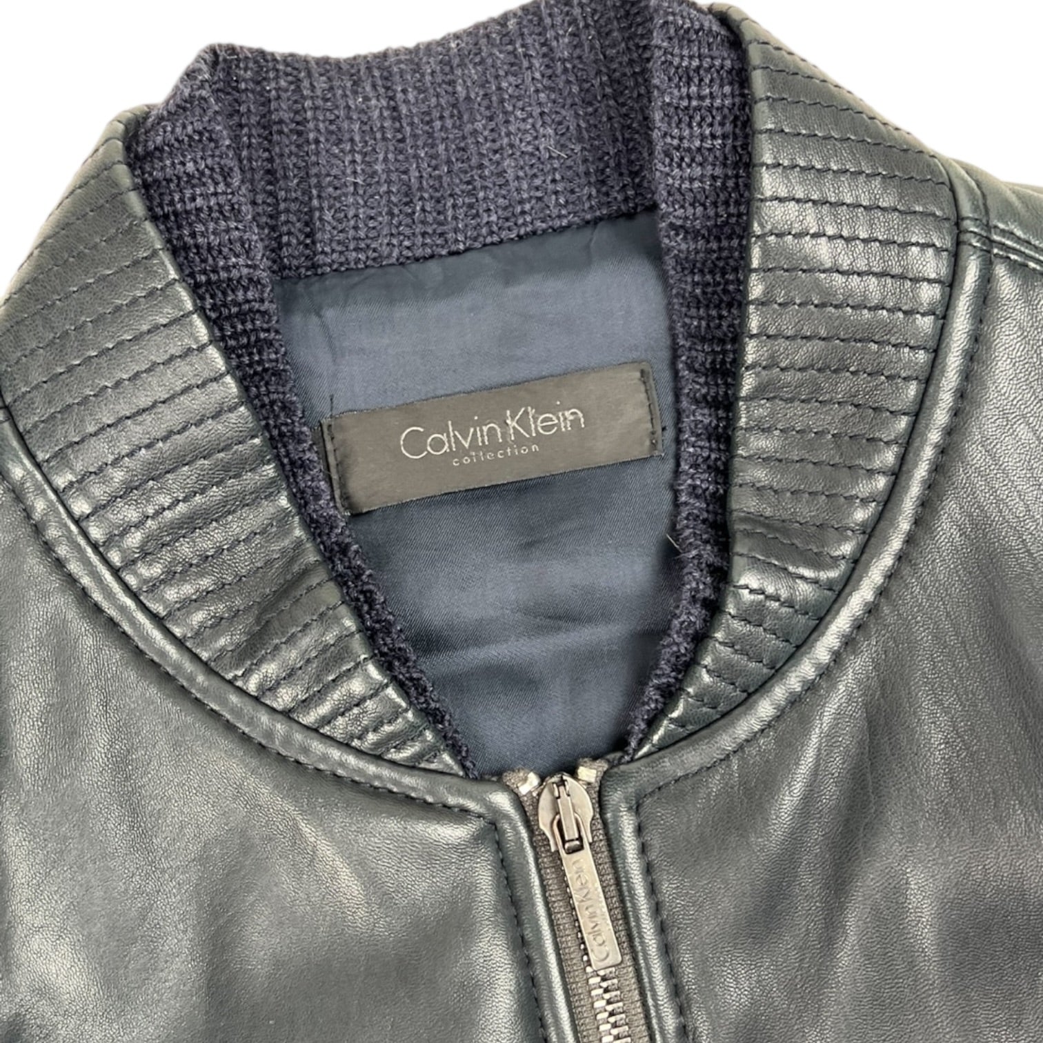 2000 Calvin Klein Collection Leather Bomber Jacket