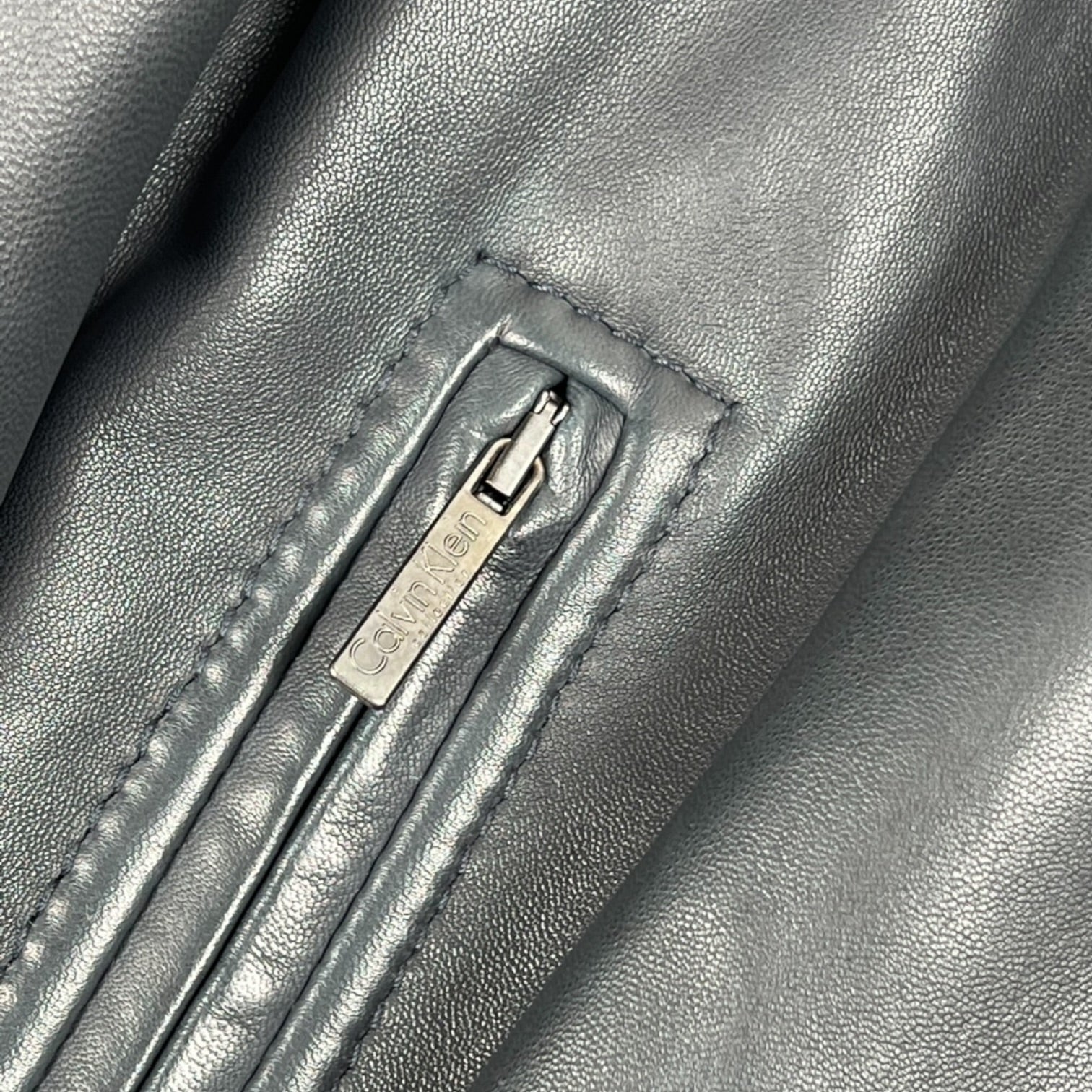 2000 Calvin Klein Collection Leather Bomber Jacket